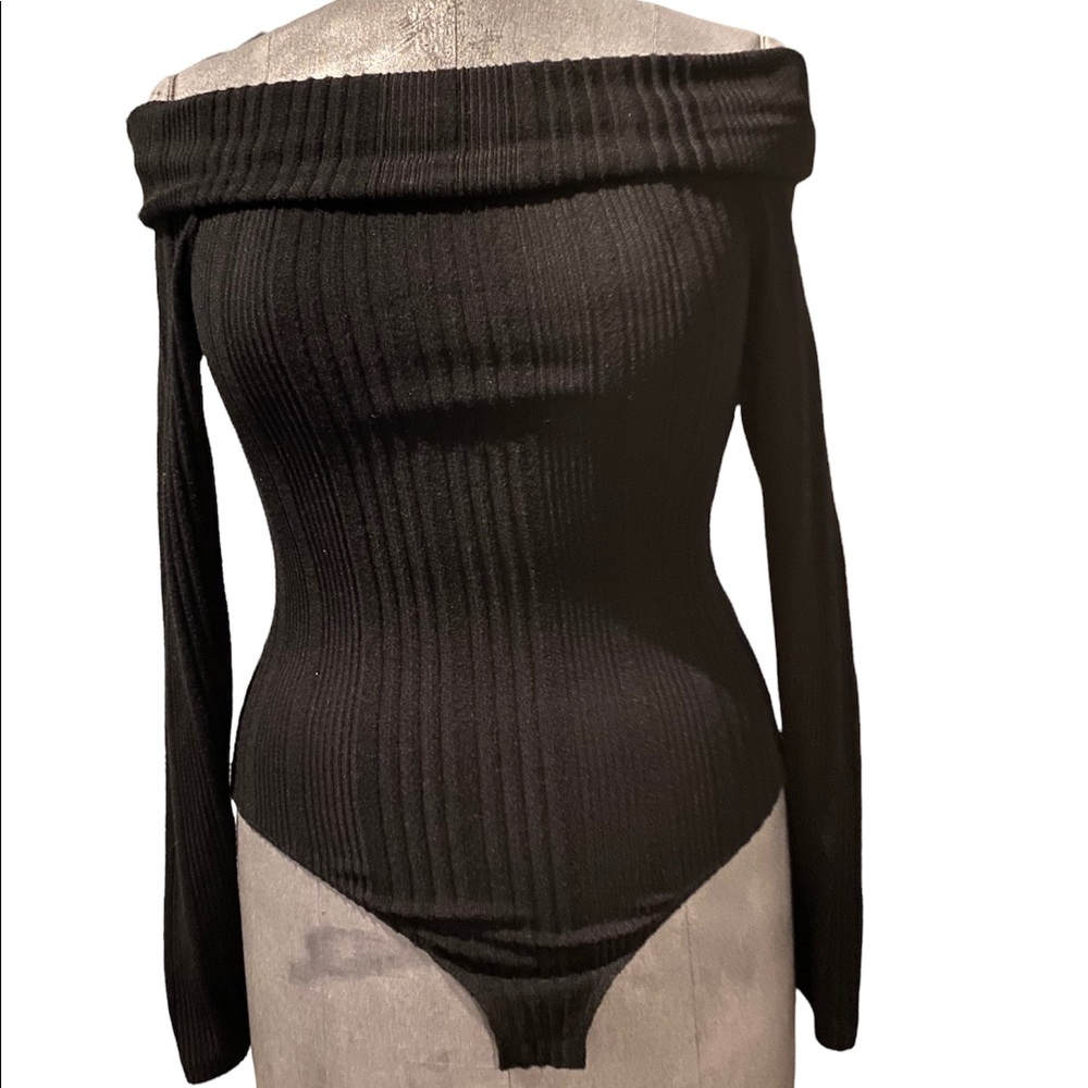 Black off the shoulder sweater one piece!